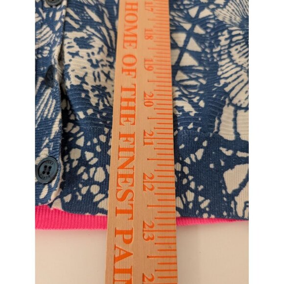 Tory Burch Cardigan Womens Size Medium Blue Baltic Sea Dream Catcher V Neck - Picture 10 of 10